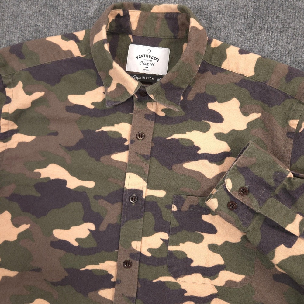 Portuguese Flannel Shirt Mens M Tropa Camo Brushed Cotton Military‎ Army Outdoor